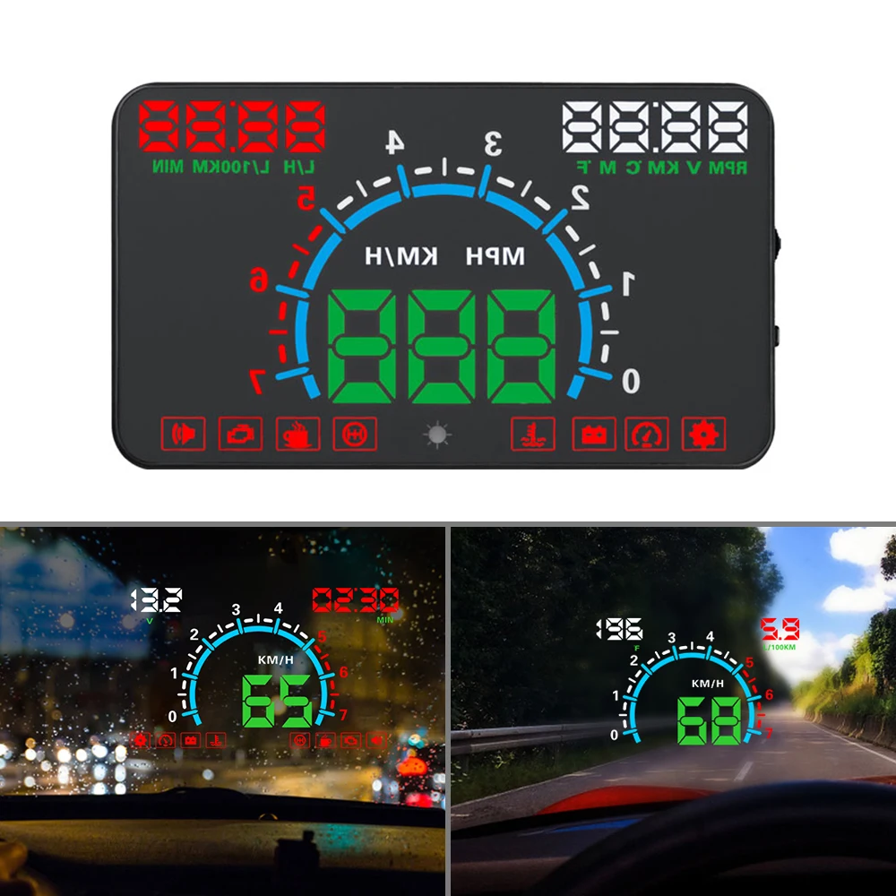 E350 OBD2 II HUD Car Display 5.8 Inch Screen Easy Plug And Play Overspeed Alarm Fuel Consumption display hud projector