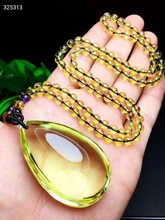 

Natural Yellow Citrine Quartz Pendant Gemstone Women Men 55x35x21mm Clear Water Drop Citrine Wealthy Bead Necklace AAAAA