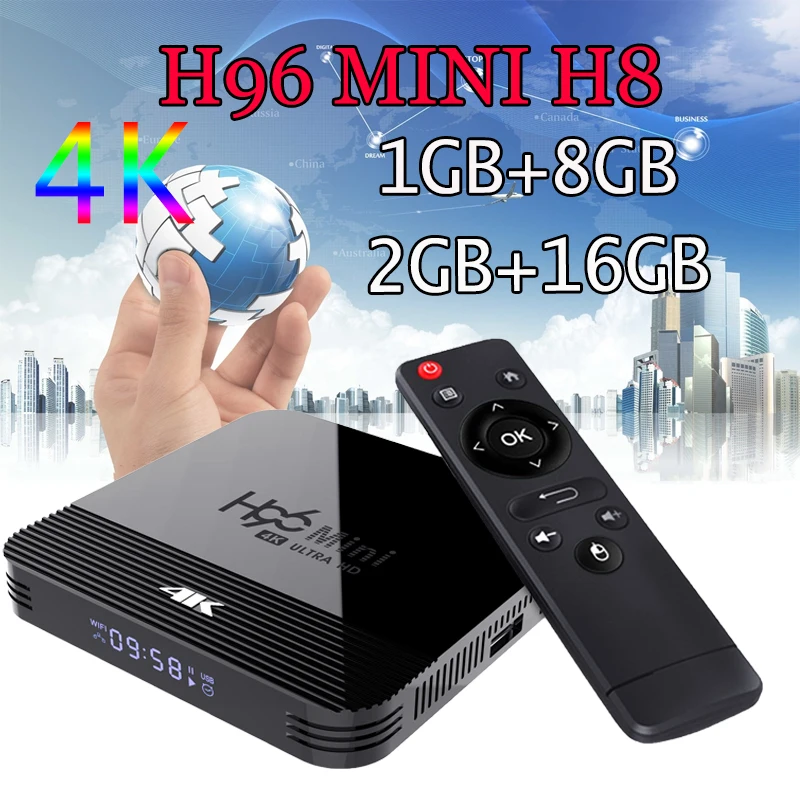 

2GB RAM 16GB ROM H96 MINI H8 Android tv set top box 2.4G/5G WiFi Bluetooth4.0 4k support Spain iptv subscription tv set top box