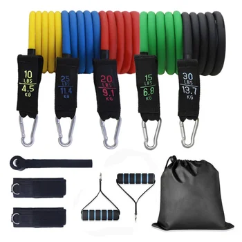 

Yoga Fitness Pull Rope 11-piece Suit Multifunctional Puller TPE Pull Rope String Pull Body Muscle Training Fitness Equipment Kit