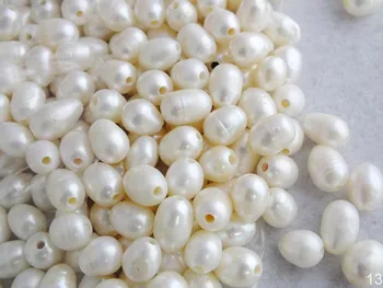 

200pcs/lot 9-10mm 2mm Hole freshwater pearl Rice Pearl Beads Loose Beads