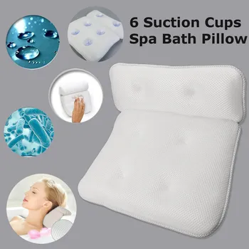 

Non-slip Home Spa Bath Pillow Bathroom Headrest Eco-friendly Powerful Suction Cups 2-Panel bath tub Pillow Hot Tub Accessories
