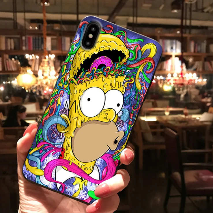 Homer J. Simpson Черный силиконовый чехол для телефона iPhone X XR XS Max 11 11Pro Max 6s 7 8 Plus Барт Симпсон Забавный мультяшный чехол