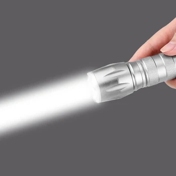 

Mosquito Killer Flashlight Silver Aluminum Alloy Twisting Flashlight LED Tent Camping Hiking Lantern Car Warning Light