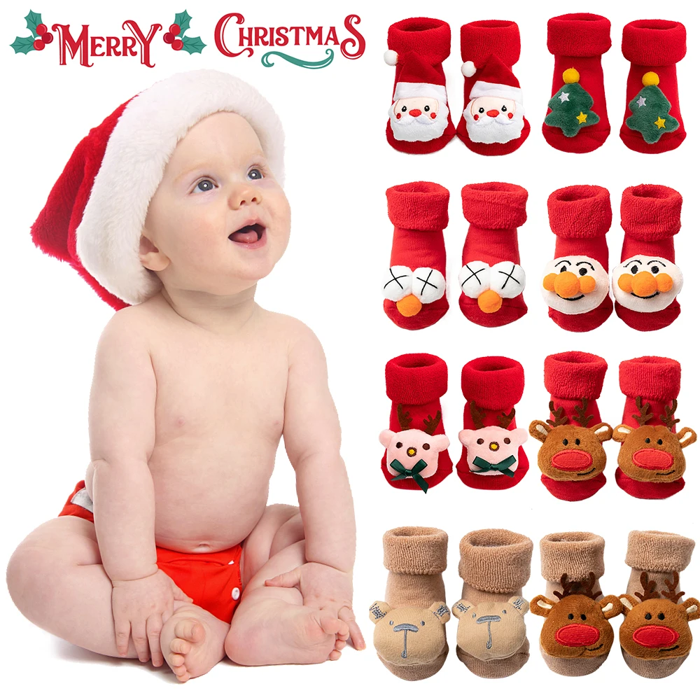 Kids Children's Socks Girls Boys Thicken Print Cotton Toddlers Baby