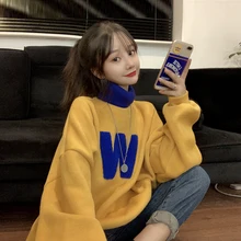 Ugly Christmas fake two loose pullover women autumn and winter new Korean thick net red wild hoodie tide