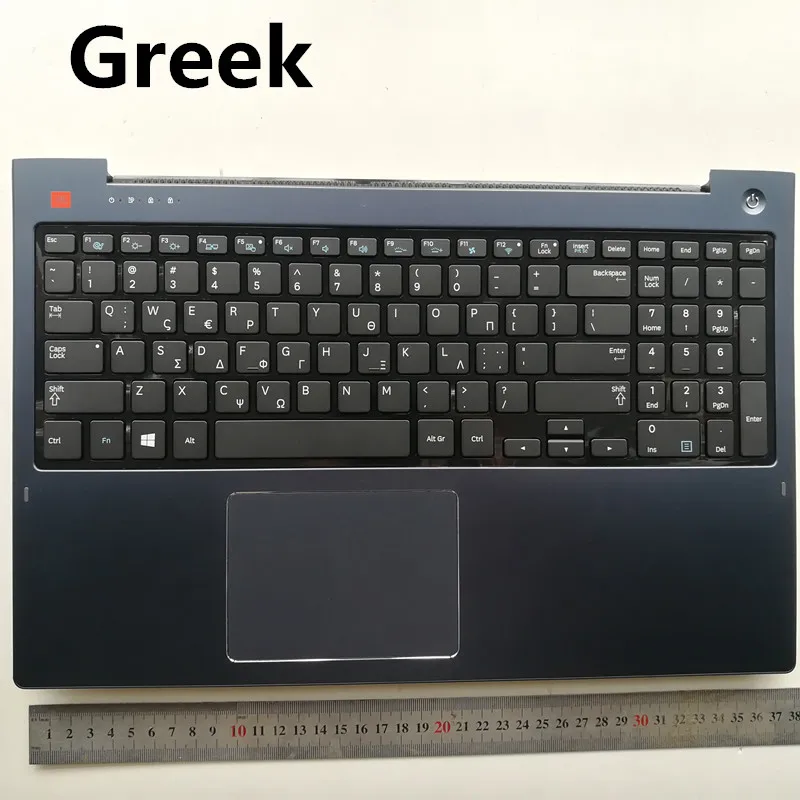 Greek HB/Греческий/арабские макет подсветкой новая клавиатура для ноутбука с подставка под тачпад для samsung NP670Z5E 570Z5E NP680Z5E 680Z5G темно-синий - Цвет: Greek