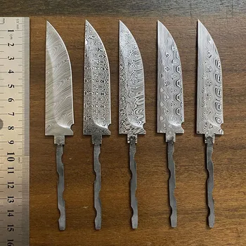 

Large Size Powder Damascus Steel Fixed Blade Knife Embryo Flame Pattern Surface Camping Knife DIY Hand Made Knife Blade Embryo