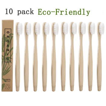 

10pcs/Set Bamboo Tooth Brushes Environment Bamboo Soft-bristle Charcoal Wooden Handle Toothbrushes Dental Care Tools