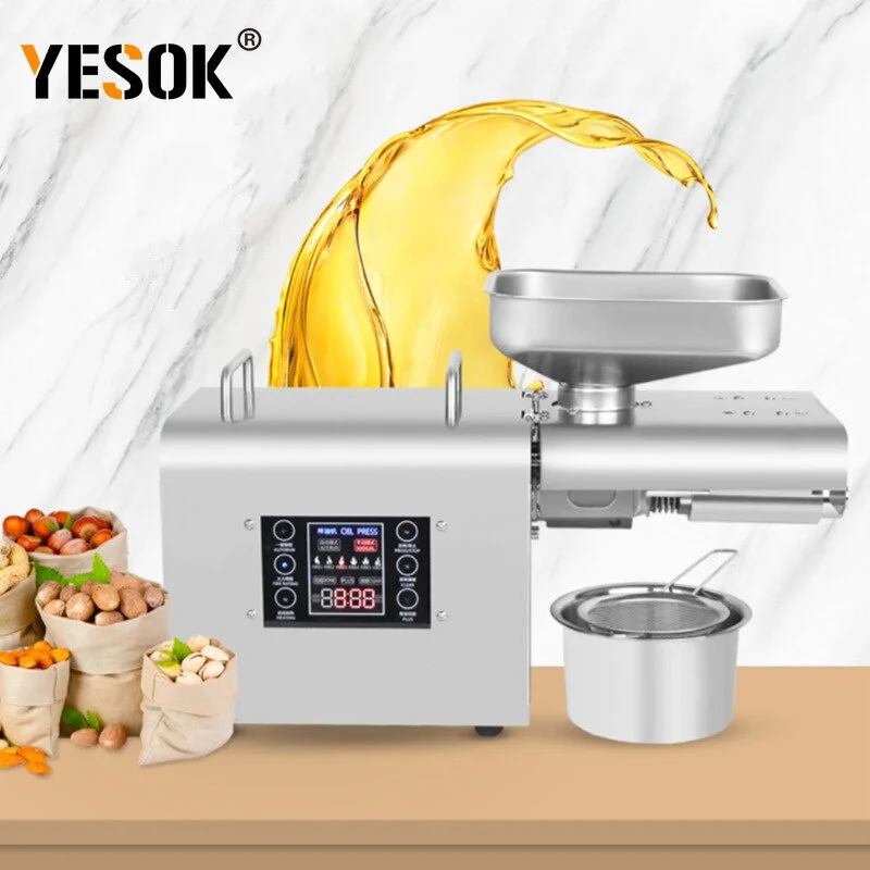 

110V/220V Household Oil Press Intelligent Temperature Control Oil Press 5-7.5KG/H Stainless Steel Automatic Oil Press 750W