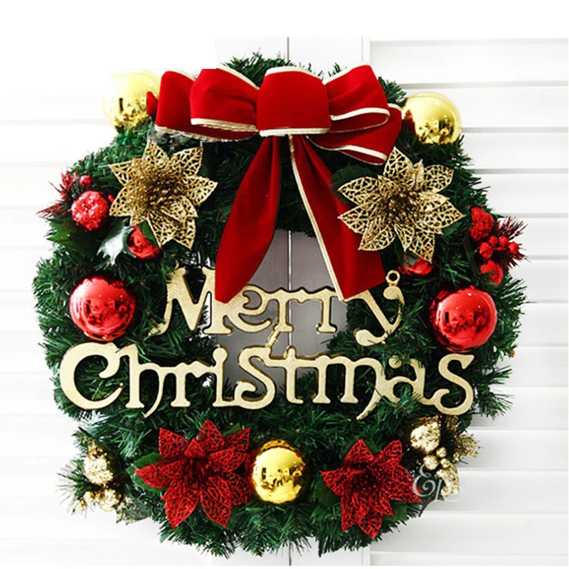 

30cm Christmas Wreath Handmade Rattan Pendant Christmas Tree Artificial Ornaments Xmas Home Door Wall Hanging Garland Decoration
