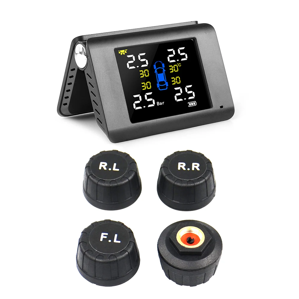 Foldable Car TPMS Tire Pressure Monitoring System LCD Display Solar Power Digital TMPS Auto Security Alarm Tire Pressure Sensor car parking sensor