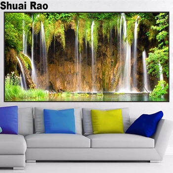 

large size 5d Diamond Painting Waterfall Scenery Landscape Handmade crafts Diamond Embroidery Picture Full square round drill,