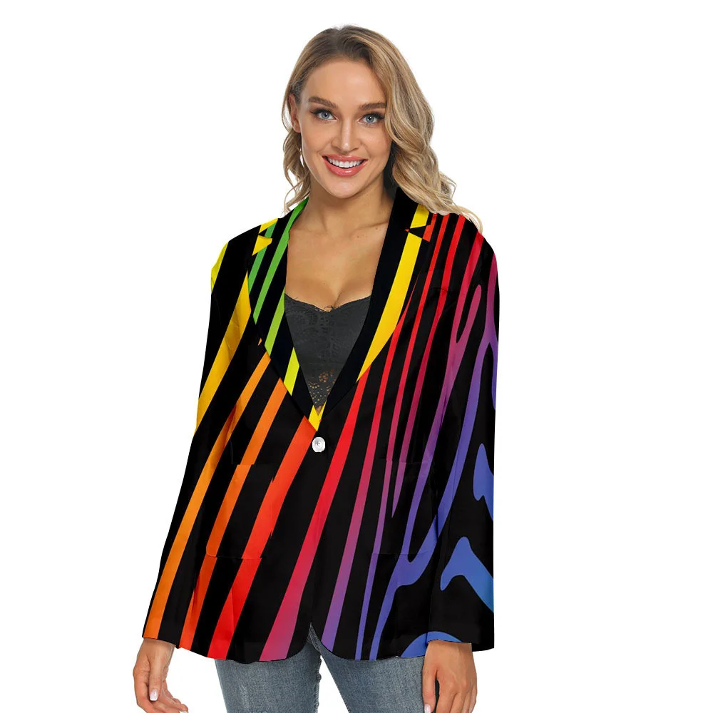 3D Print Women Men Leisure Thin Suit V-neck Fashion Clothes Spring Autumn Streetwear Casual Outfits Top 2021 Coat