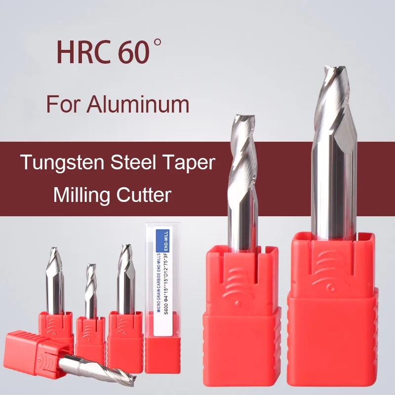 

3 Flute Tapered End Mill Carbide Tungsten Steel Milling Cutter Taper Router Bits Oblique Angle 0.5 1 1.5 2 3 5 8 10 15° Aluminum
