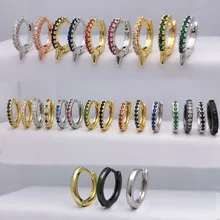 1 шт. серьги-кольца маленькие кубические циркониевые серьги трендовые CZ Ювелирные изделия розовое золото серебро черный цвет Aretes радуга панк заклепки шип