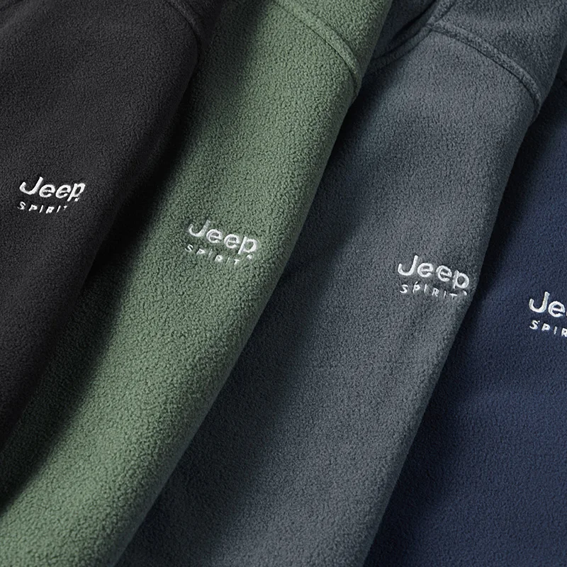 JEEP SPIRIT Brand Autumn Fleece Jacket Men Casual Warm Stand Collar Military Jacket Windbreaker Aut