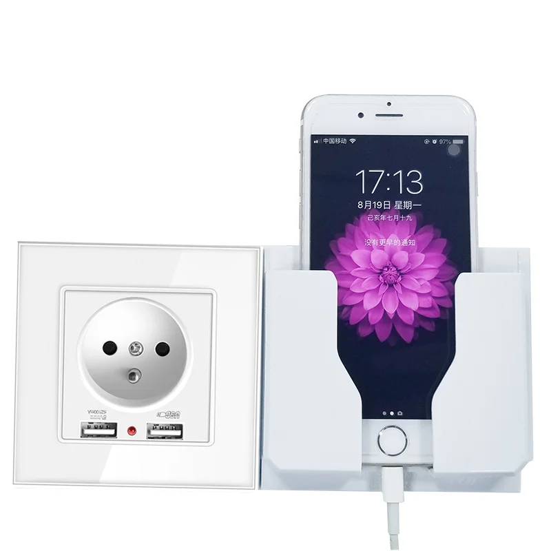 Штепсельная Вилка европейского стандарта с usb разъемом стеклянная штепсельная