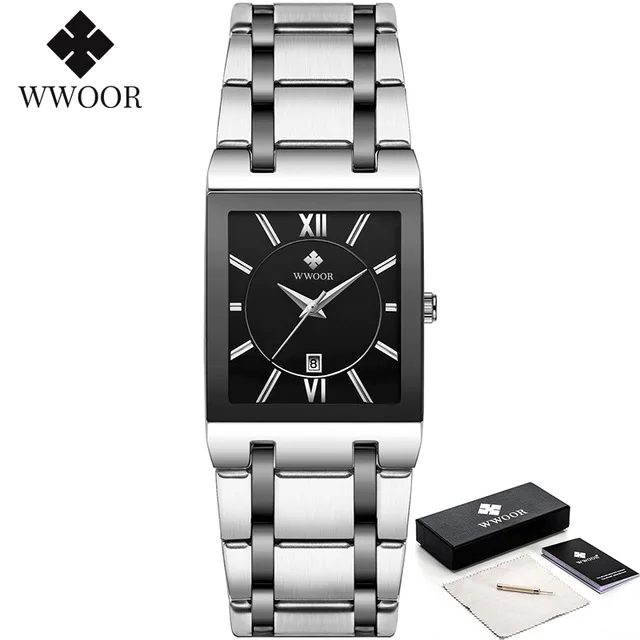 Relogio Masculino WWOOR Gold Black Watch Men Quartz Waterproof Wrist Watch For Men Fashion Square Casual Clock Male Dropshipping 