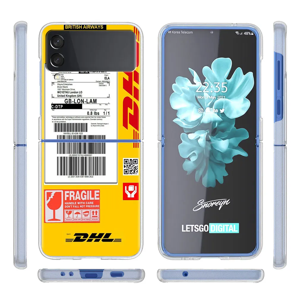 Dhl Express Hot Clear Hard PC Case for Samsung Galaxy Z Flip 3 5G Plastic Phone Coque Folding Splitting for Z Flip 3 Cover Shell
