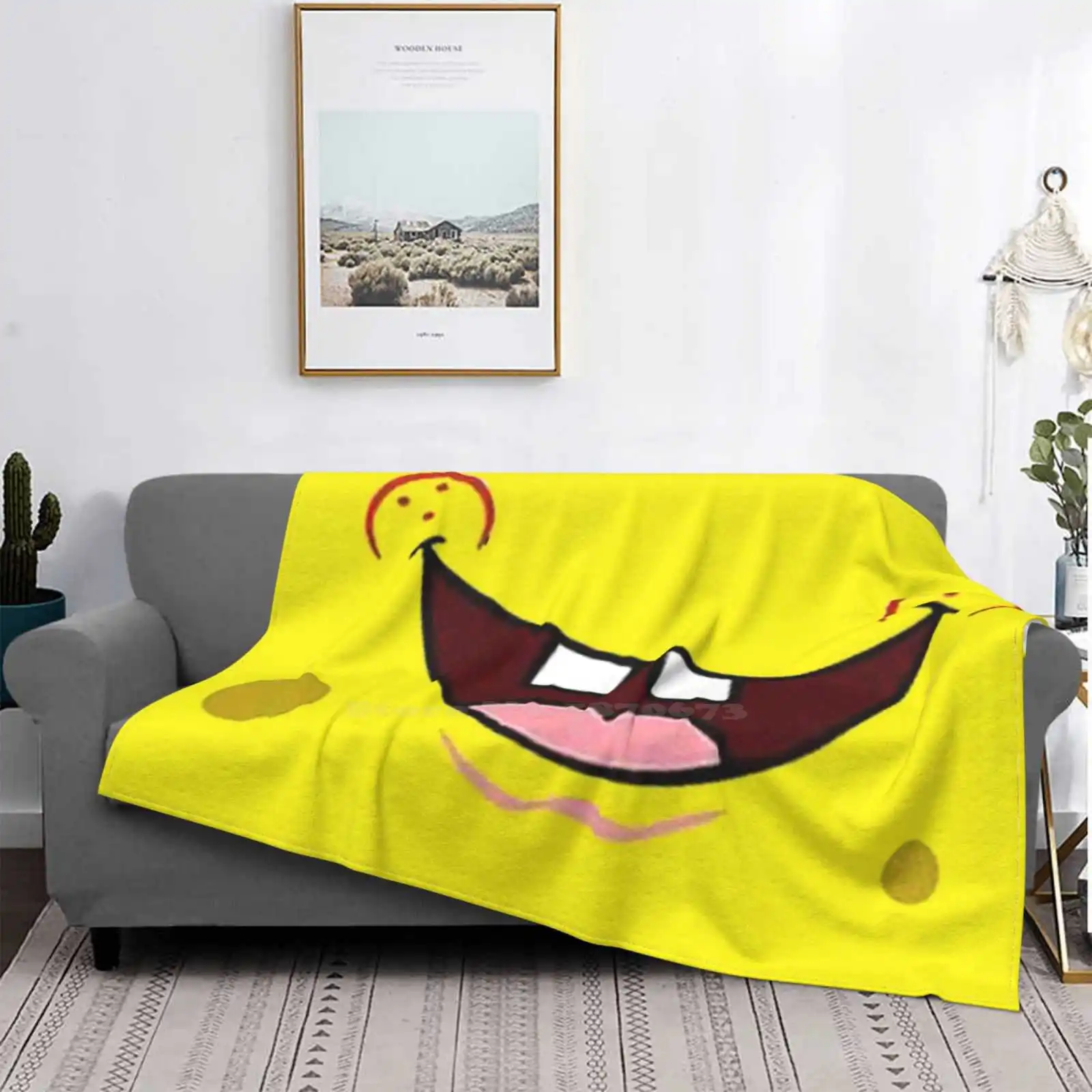 Smile For Home Sofa Bed Camping Car Plane Travel Portable Blanket Meme