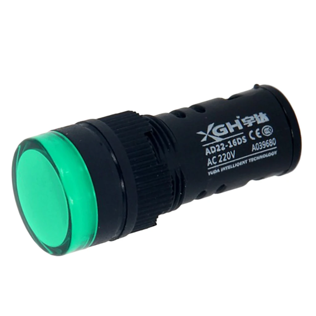 AD22-16DS AC 220V Energy Saving LED Indicator Light, High-brightness Green