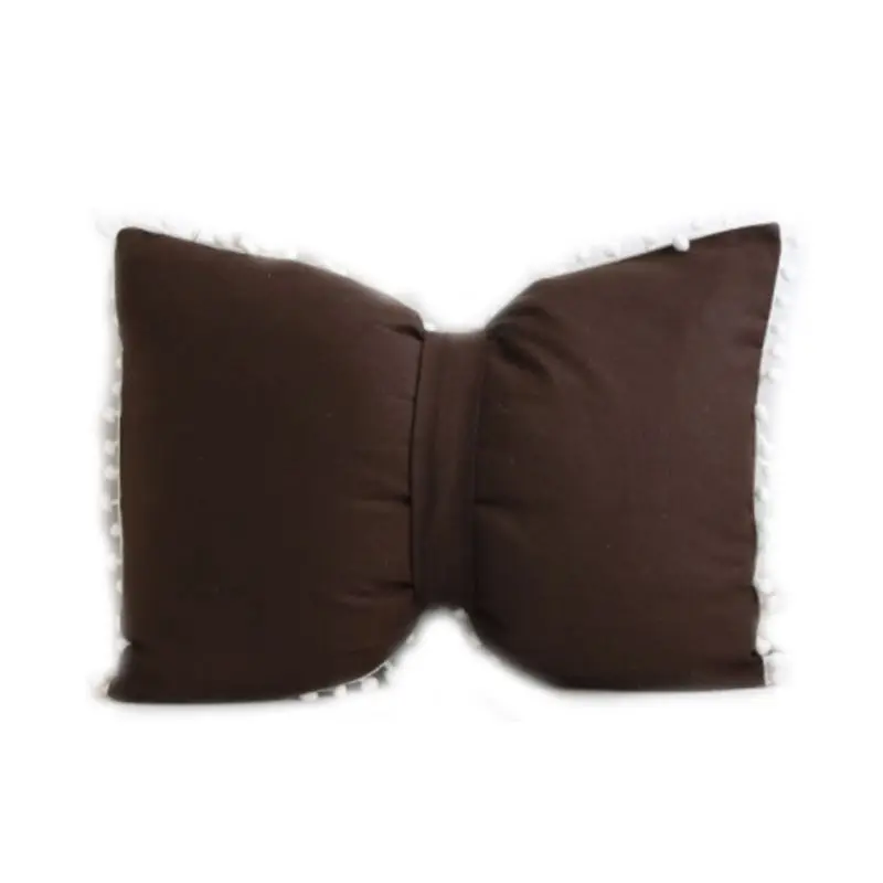 43x55CM Nordic Style Bowknot Shaped Sofa Decorative Throw Pillow Back Cushion Cute Pompom Ball Trim Home Car Decoration Gift