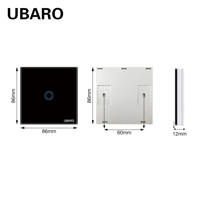 UBARO EU 433 RF Wireless Control Switch Luxury Crystal Glass Panel Wall Touch Sensor Stair Light Button Led Indicator 1/2/3 Gang bluetooth light switch