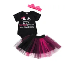 Комплект из двух предметов; Одежда для новорожденных девочек; Забавный комбинезон с кошмаром; юбка-пачка; комплект с платьем; топы; комплект одежды для детей на Хэллоуин