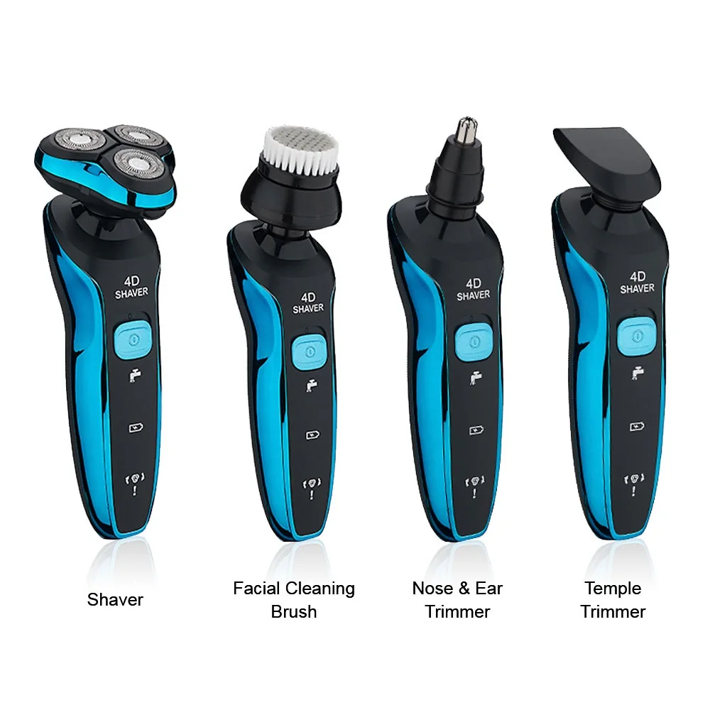 

Electric Shavers Shaving Machine 4 in 1 Beard Razors 4D 3 Blades Nose Hair Trimmer Clipper Rechargeable for Men's Face USB Sex