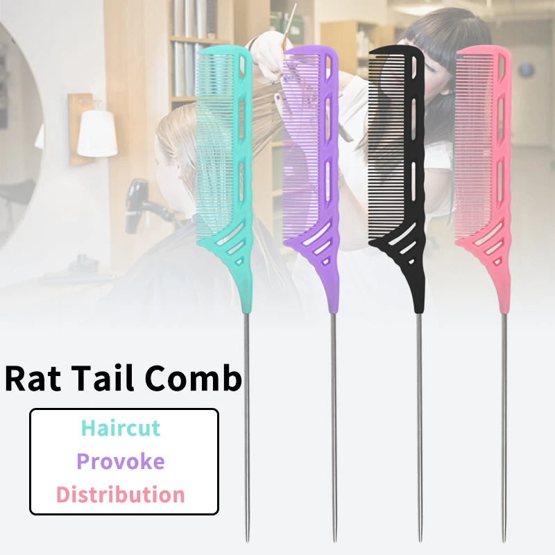 Professional Rat Tail Comb Salon Stainless Steel Fine-Tooth Distribution Hairdresser Pick Hair Brush Styling Tool | Красота и