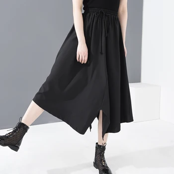

[LANMREM] 2020 New Spring Summer High Elastic Waist Black Half-body Skirt Women Fashion Tide 5D28401