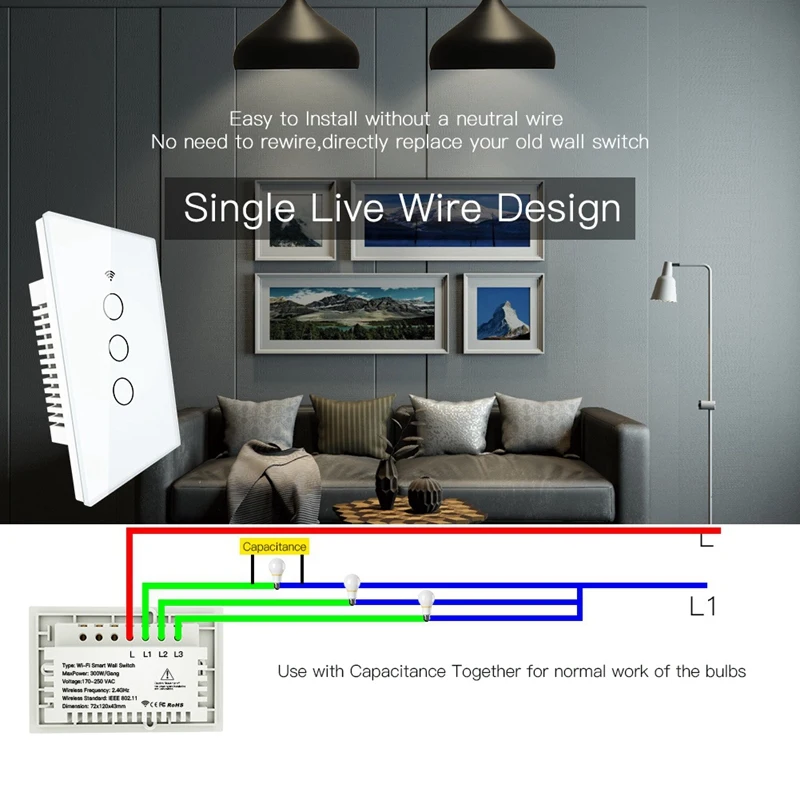 RF433 WiFi умный настенный контактный выключатель без нейтрального провода нужен