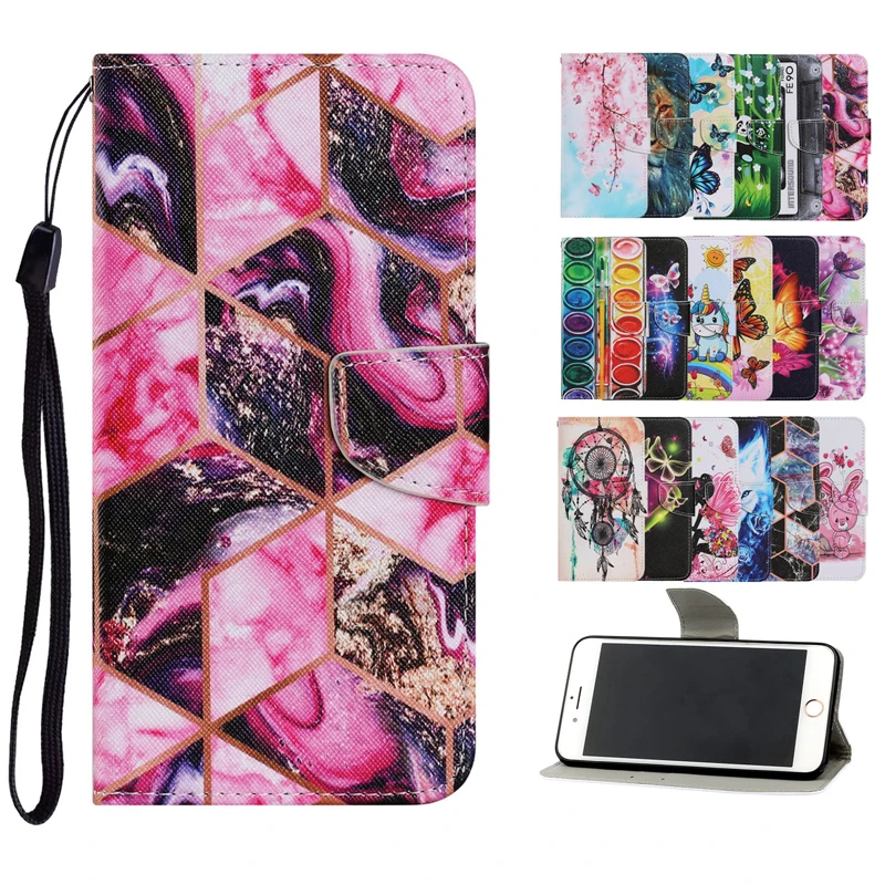 2020 New Painted Case Fundas For Huawei P40 P30 Pro Lite E NOVA6SE Y7P Y5P Y6P Wallet Coque Leather Cover | Мобильные телефоны и