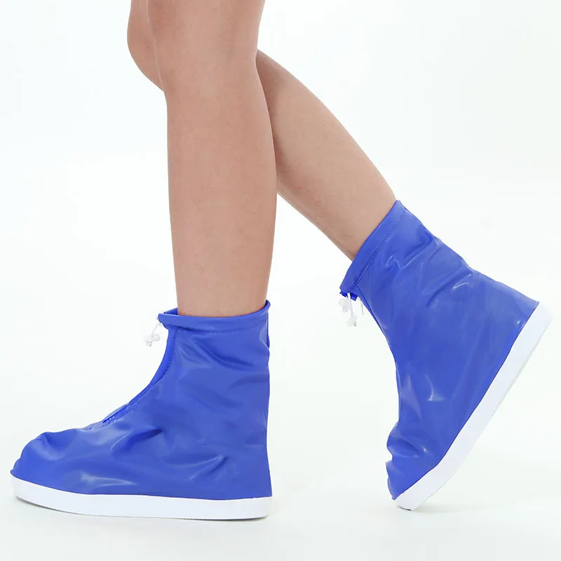 1pair Waterproof Protector Shoes Boot Cover Unisex Zipper Rain Shoe Covers High-Top Anti-Slip Rain Shoes Cases