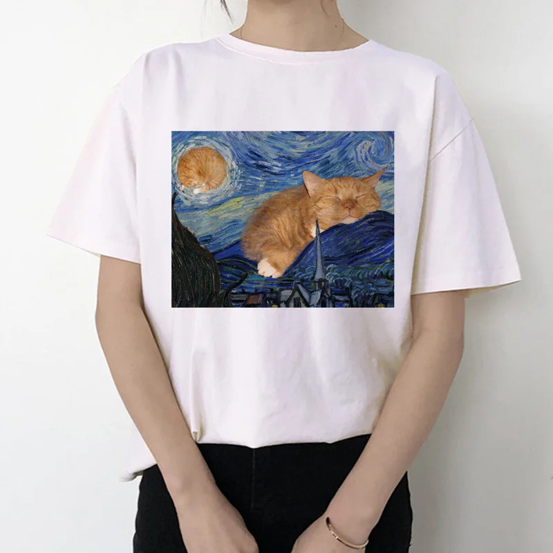 van gogh women t shirt new fashion art print tshirt Meme female clothes aesthetic t-shirt funny Tumblr Grunge grunge top tee
