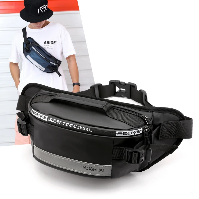 

Weysfor Anti-theft Male Belt Close-Fitting Waist Bags MultiFunction Hip Bum Reflective Strip Shoulder Bag Nylon Fanny Chest Pack