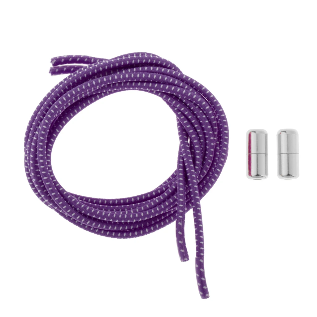 Purple--Silver Buck 1 пара шнурков для обуви без шнурков эластичные резиновые шнурки - Цвет: Purple--Silver Buck
