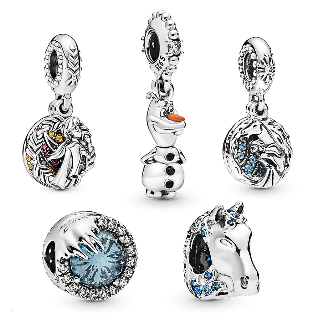 

Presale 100% 925 silver sterling 1:1 ice and snow theme princess and feather horse charm fit diy Pandora bracelet