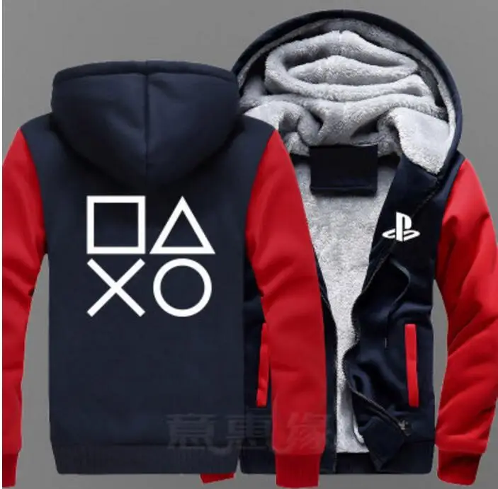 Черный Зимняя Толстовка PS4 пальто толстая молния флис с капюшоном пальто теплая утепленная куртка для мужчин - Цвет: Черный