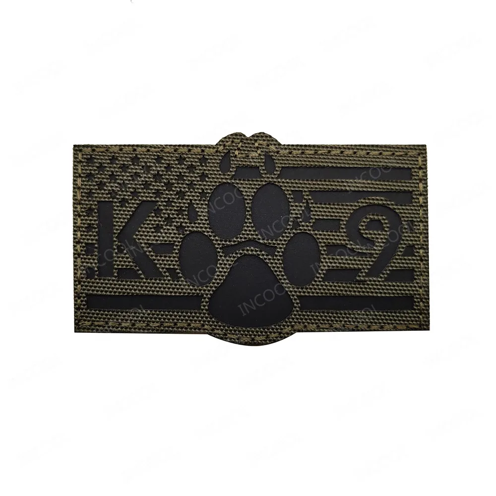 Thin Blue Line K9 Infrared IR Reflective Service Dog Rescue Embroidery Patch Military Tactical Patches Emblem Embroidered Badges 