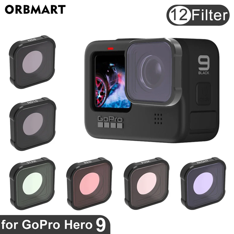 Orbmart gopro hero 9 filtro cpl uv nd 8 16 32 filtros de lente vermelha para gopro hero 9 preto hero9 gopro9 ir pro câmera acessórios