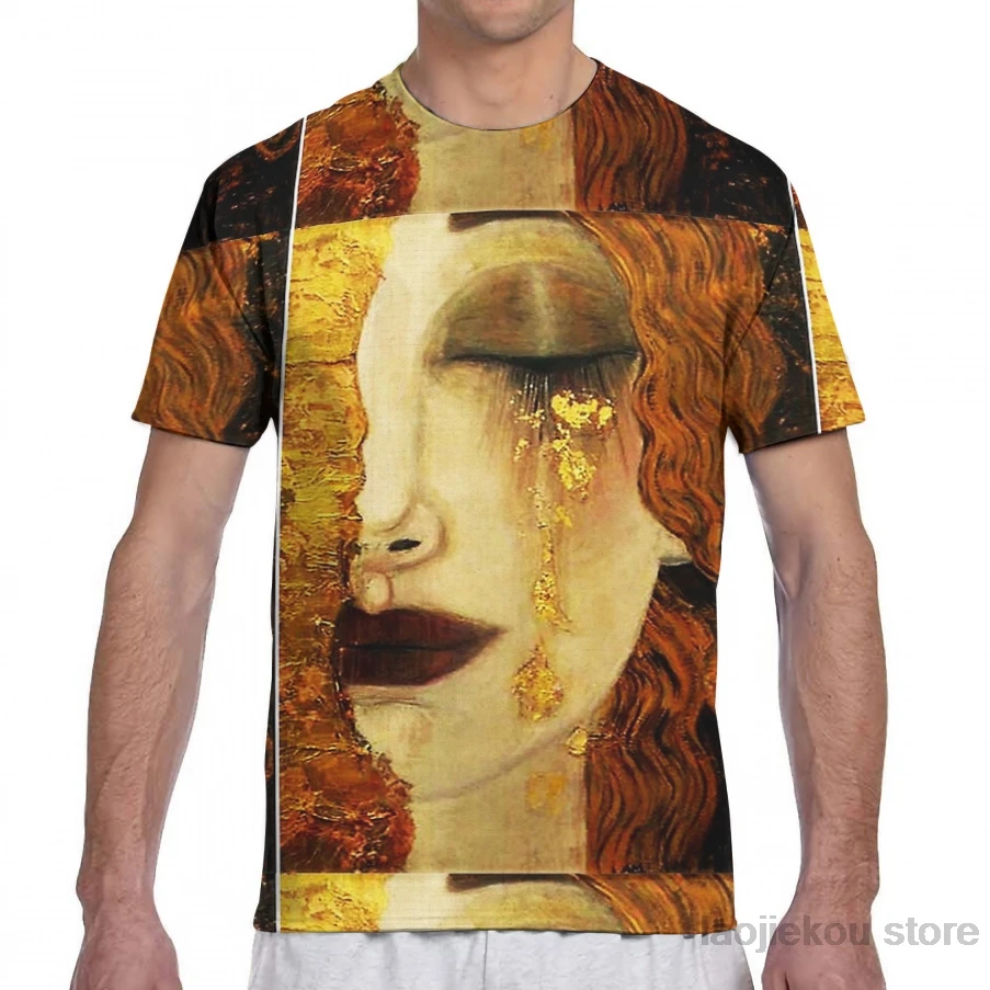 Золотые слезы. Jugendstil art by Klimt Мужская футболка женская модная футболка с принтом для девочек топы для мальчиков футболки с короткими рукавами