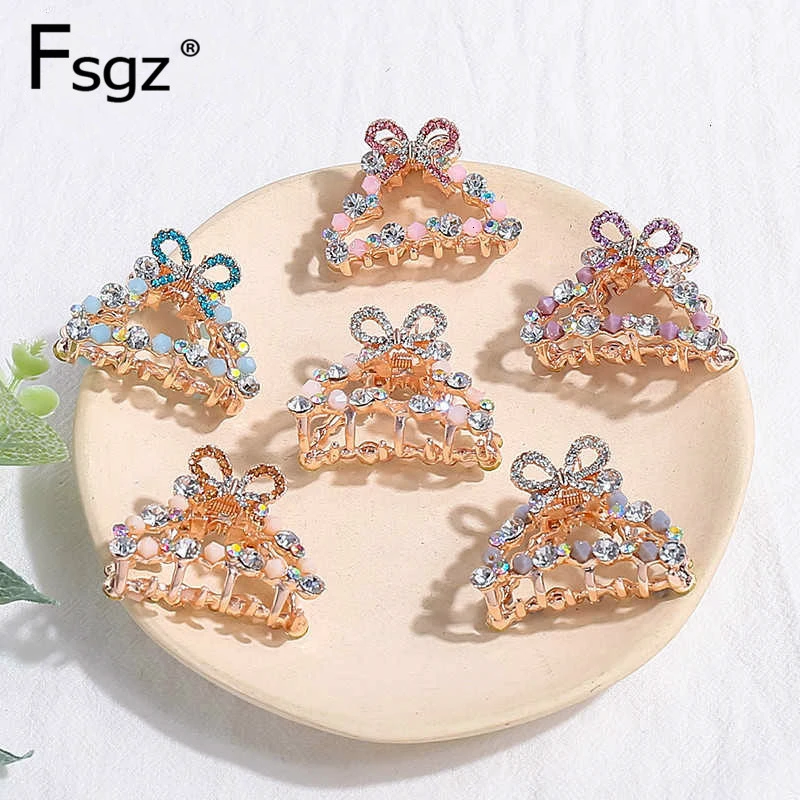 4 см Хрустальные крабы для волос золотые заколки цвета рихнестоун банта женщин