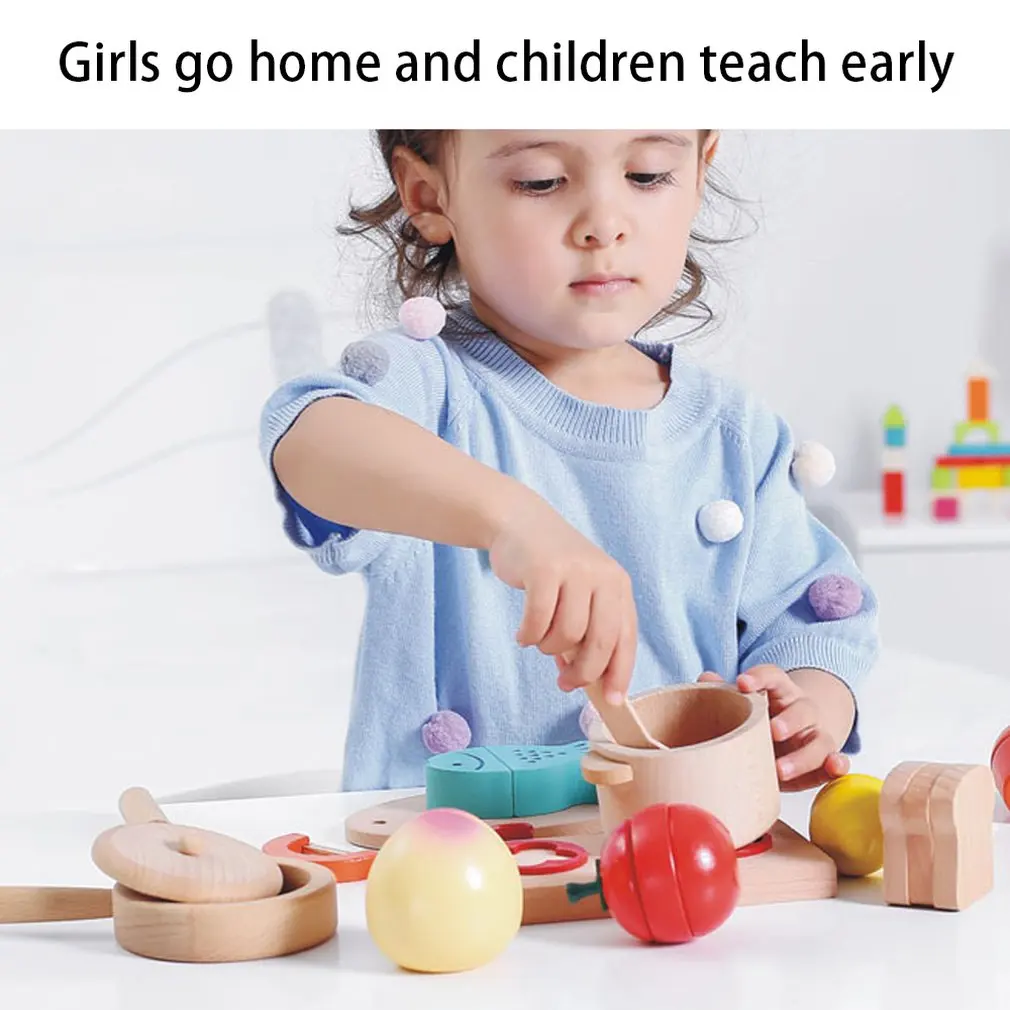 Деревянная игрушка для моделирования, кухонный газовый игрушечная плита, набор для девочек, игровой домик для детей, Обучающие Игрушки для