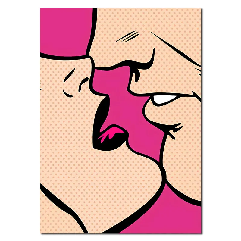 Abstract Cartoon Couple Kiss Canvas Painting Wall Art Animation Picture Poster Print Wallpaper Living Room Bedroom Decoration | Дом и сад