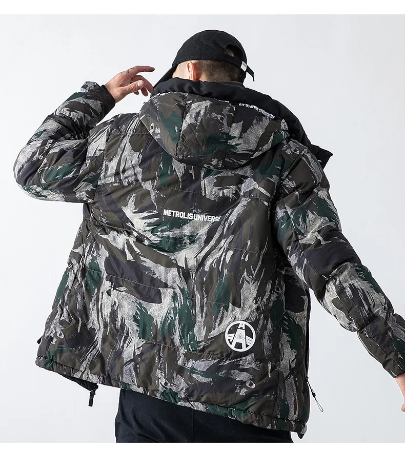 Winter men cotton padded clothes camouflage male hooded wadded jacket fashion waterproof warm coats youth casual outdoor thick