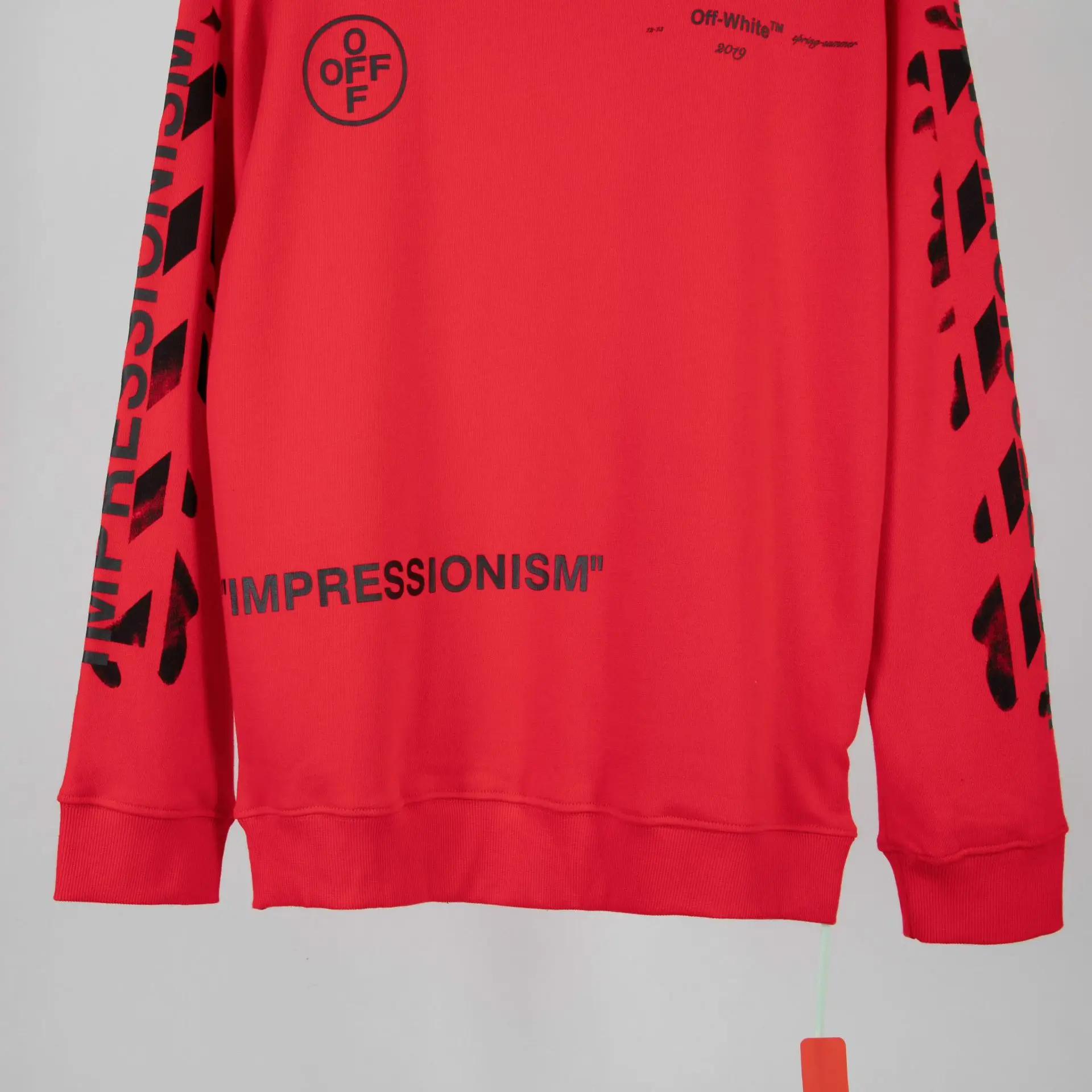OFF-WHITE OW Весна и лето 99 лет краска пара мужская хлопковая толстовка с круглым вырезом