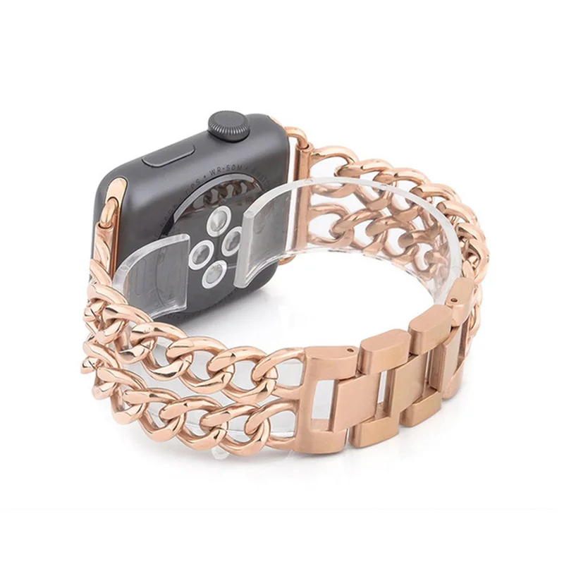 Ремешок из нержавеющей стали для Apple Watch, 4 ремешка, 42 мм, 44 мм, металлический ковбойский браслет для iWatch, новые Apple Watch 12, 3, 40 мм, 38 мм