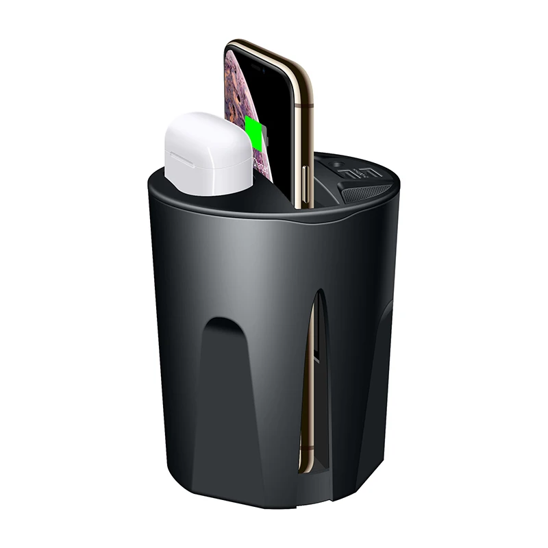 

For Iphone 11 Promax/Airpod Wireless Fast Charger Cup Output 10W Fast Charging Two USB Charge Holder With Earphone Charging Slot